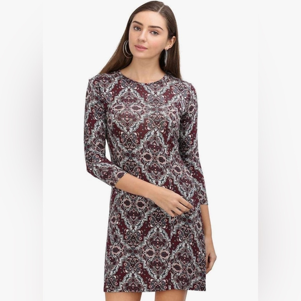 NWT Fratini Woman Patterned 3/4 Sleeve Dress size medium